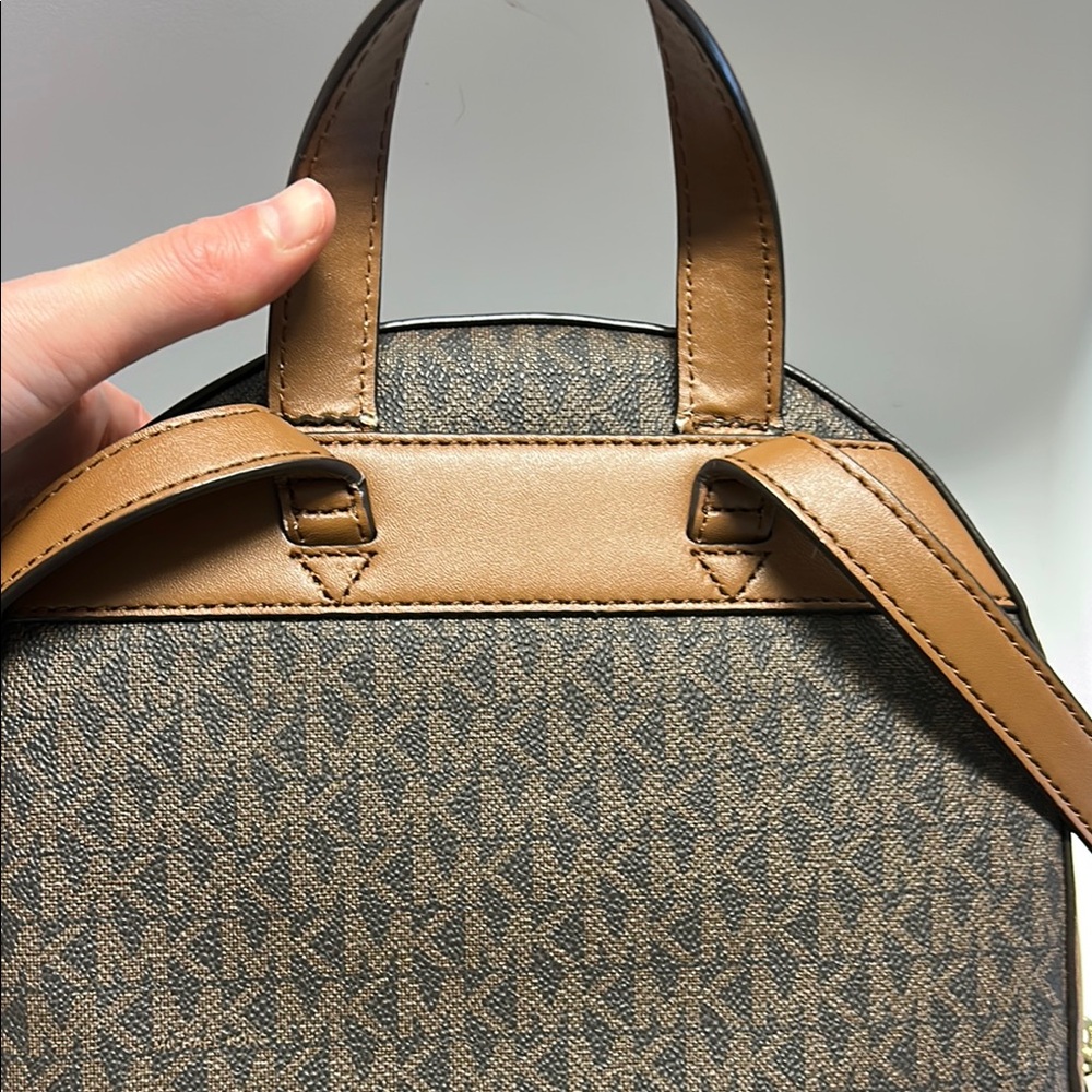 Michael Kors Brown Monogram Backpack with Gold Hardware - Picture 15 of 16